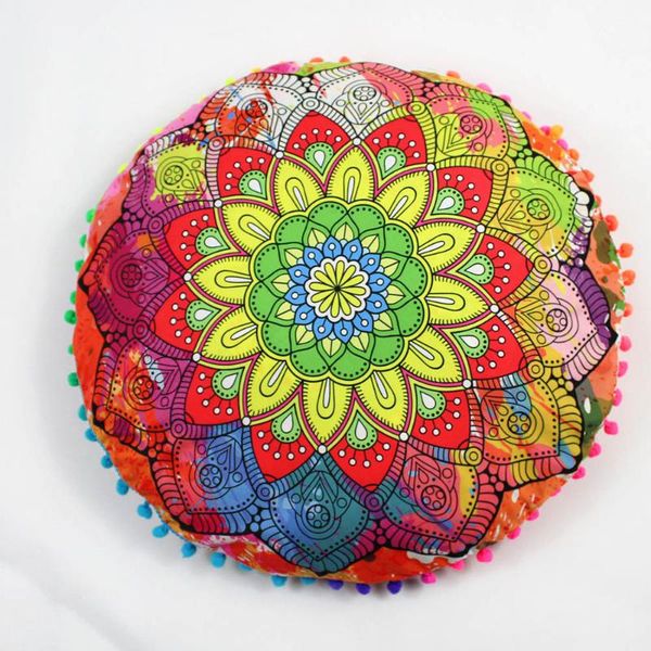 

decorative throw pillow case round diameter flower leaf cotton linen cushion cover for sofa home capa de almofadas #t1p
