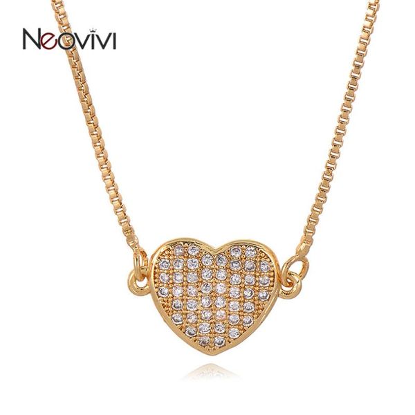 

neovivi romantic charm heart necklaces bijoux for women micro pave white zircon diy collarbone necklace girl jewelry lover gifts chains, Silver