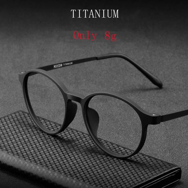 

fashion sunglasses frames men's and women's retro round glasses frame ultralight titanium alloy myopia optical prescription eyegla, Black