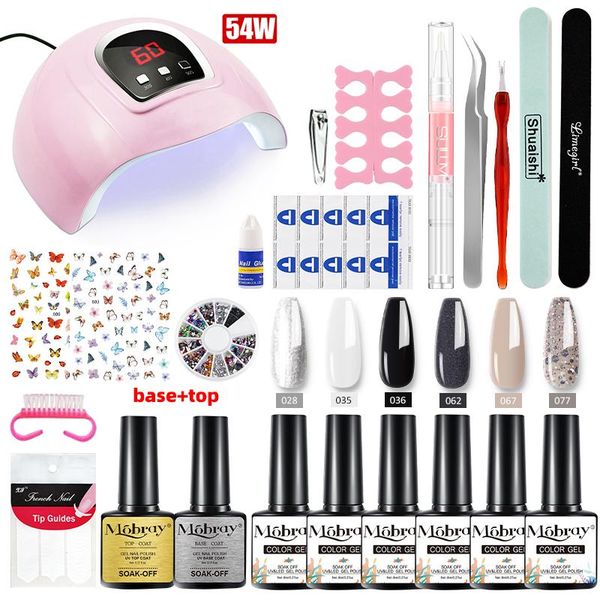 

nail art kits mobary gel polish set uv led lamp dryer with 6 kit tools for manicure