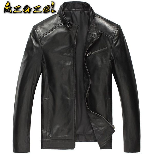 

men's leather & faux azazel genuine jacket men sheepskin coat motorcycle jackets winter chaqueta cuero hombre dk108 kj2103, Black