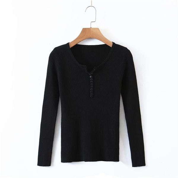 

women's sweaters autumn sprint women casual solid knitted pullover chic lady fashion single breasted v-neck long sleeve slim, White;black