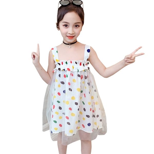 

dress girl colorful dot party est children es summer clothes for s 210528, Red;yellow