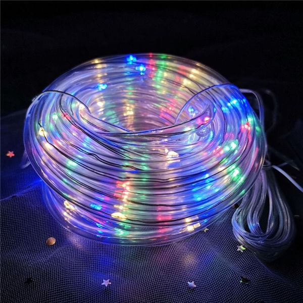 

solar lamps string lights outdoor waterproof transparent tube light 5-20m copper wire christmas holiday party street garland 7colors
