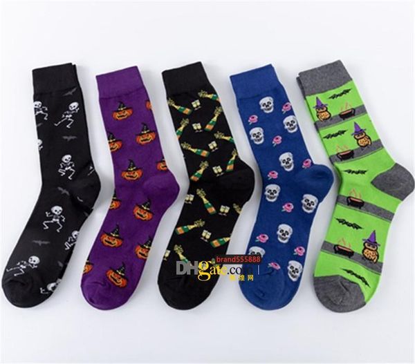 

halloween dark series socks combed cotton jacquard socks autumn winter mid-calf happy socks, Black