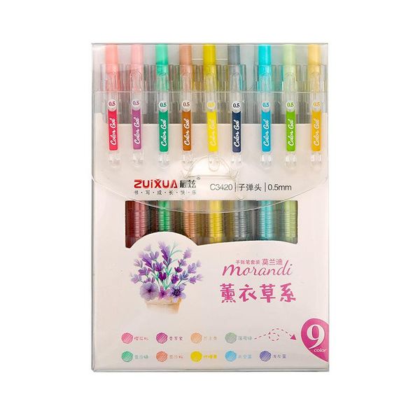 

gel pens 9pcs/set hand pen neutral set retro multicolor press creative account cute school supplies