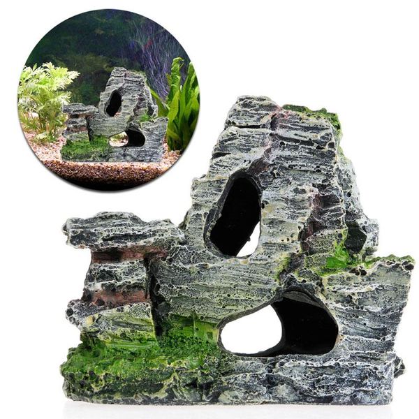 

decorations 1pcs mountain view aquarium rock cave tree bridge fish tank ornament rockery decor