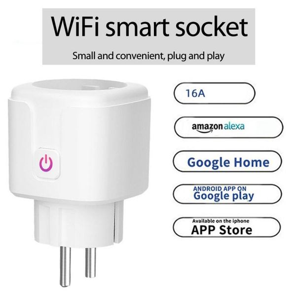 

smart power plugs tuya 16a plug socket eu/fr electrical outlet wifi metering voice control via alexa google assistant rokid