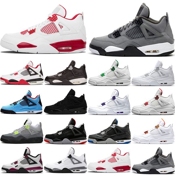 

wholesale men's 4s basketball shoes 4 mens neon black cat orange metallic oreo court purple pine green university red white cement pure