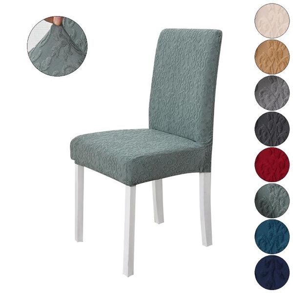 

solid spandex stretch seat cover jacquard chair coves anti-dirty dining elastic wedding banquet case home decor covers