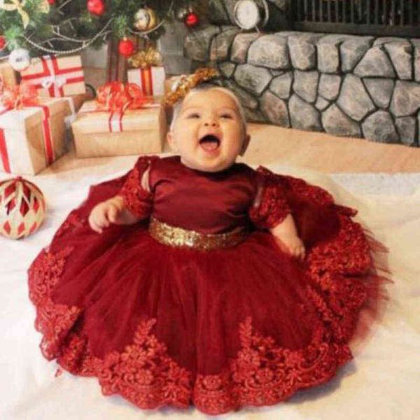 

2021 ceremony infant 1st birthday dress for baby girl clothes sequin dress princess dresses party baptism clothing 0 1 2 year g1129, Red;yellow