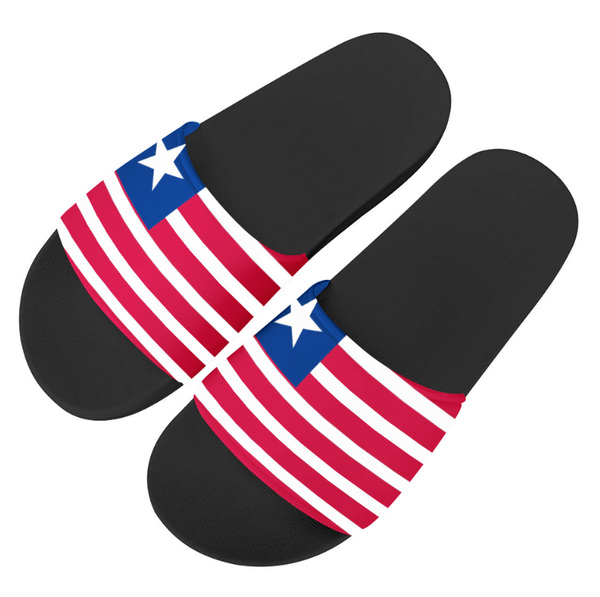 

fashion platform slippers liberia flags print women men casual home slipper beachwear comfortable rubber sandals, Black