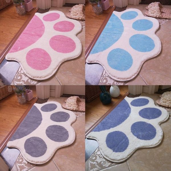 

carpets 60/80/90cm cartoon carpet rug bedroom bedside blanket pink cat claw water absorbent foot mat non slip doormat cute anime