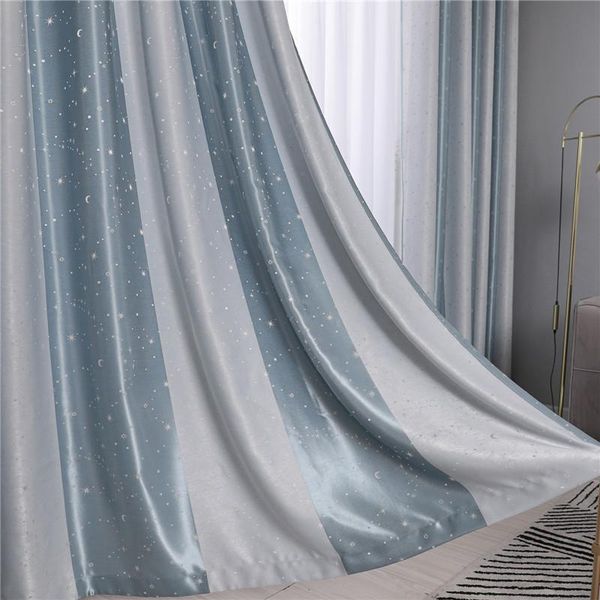 

curtain & drapes 2021 cationic printing star moon finished custom blackout curtains for living dining room bedroom