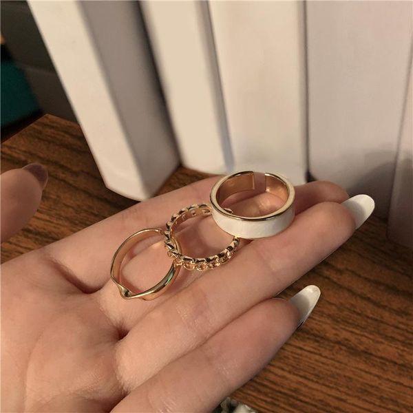 

wedding rings adjustable hollow simple temperament suit punk metal ringing circle geometric trend ladies fashion jewelry ring, Slivery;golden