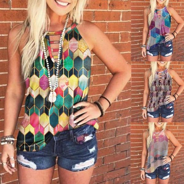 

sleeveless round neck tie-dyed cutout for women y2k aesthetic woman tshirts women's t-shirt, White