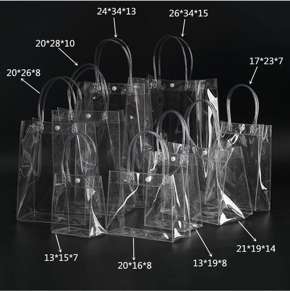 

gift wrap 10/20/40pcs clear display bags small, transparent plastic bag mini pvc handle cosmetic pack
