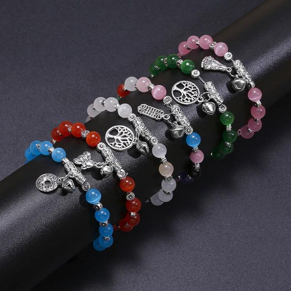 

beaded, strands natural stone buddha tree opal charm bracelets for women handmade beads bracelet yoga bangles jewelry drop, Black