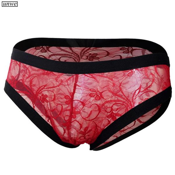 

underpants transparent lace men's underwear wholesale low-waist mesh male briefs hollow out panties sissy -xxl, Black;white