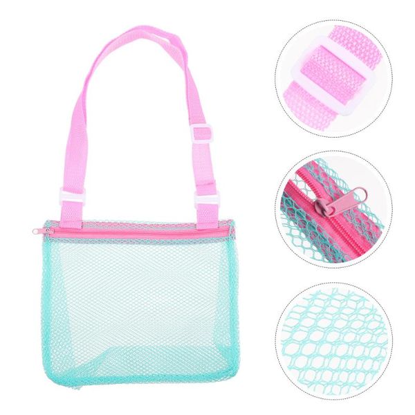 

1pc large beach storage pouch mesh toys bag breathable seashell laundry bags