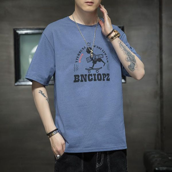 

summer men's short sleeve t-shirt student cotton half fashion trend mens t shirts t-shirts, White;black