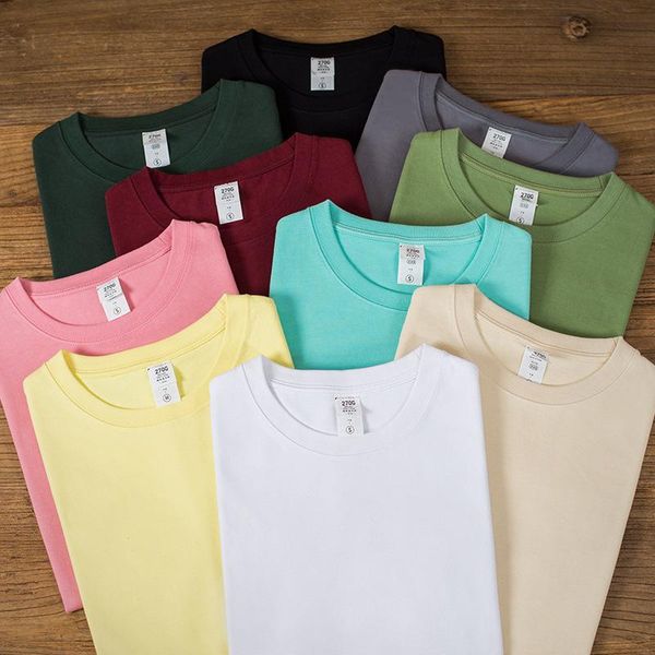 

men's t-shirts dt2711 oversized t shirt for men summer solid color combed cotton thick 270g heavy weight workwear short sleeves pullove, White;black