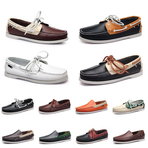 

men casual shoes loafers leather sneakers bottom low cut classic multicolor triple black yellow gr