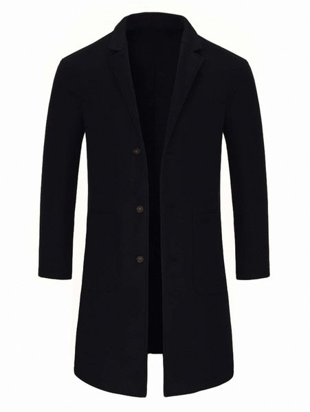 

men lapel neck patched pocket overcoat s5zh#, Black;brown