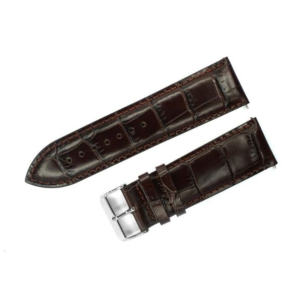 

watch bands 26mm 28mm 30mm italy genuine calf leather band strap alligator corco grain brown watchband men belt stainless steel buckle, Black;brown