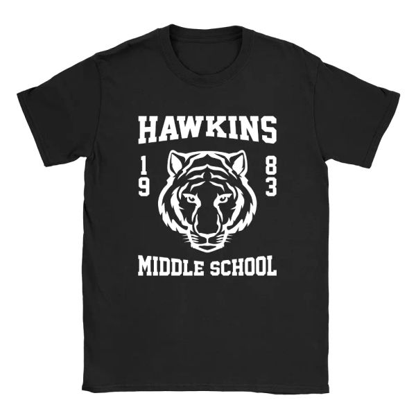 

hawkins middle school mens t-shirt stranger things gift present, White;black