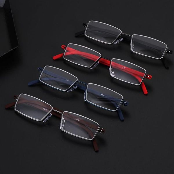 

sunglasses tr90 half frame reading glasses for men women retro rectangle presbyopia eyeglasses spring hinge readers strength +10~40x, White;black