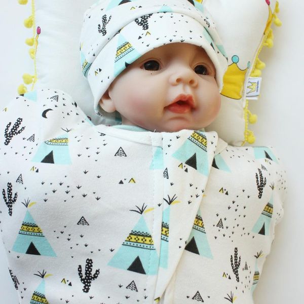 

blankets & swaddling knitted cloth baby combination quilt born thin skin-friendly cotton sleeping bag.