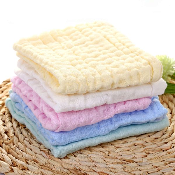 

handkerchief children's color square towel baby 6-layer washing gauze pure cotton handkerchief 30 * 30cm, White