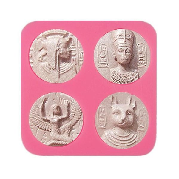 

baking moulds seaan 4 holes egypt sphinx pharaoh silicone cake mold decorating tools cookie chocolate coins fondant barking