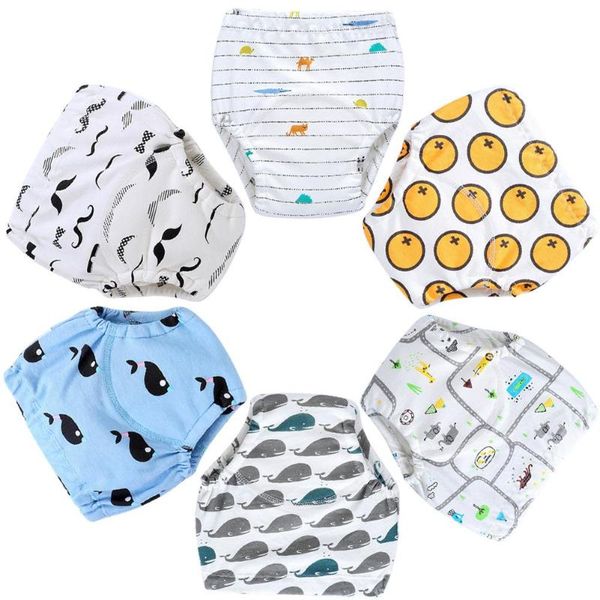 

cloth diapers 6pcs reusable nappies baby boy girl simplicity comfortable cartoon printing splicing underpants for infants changing