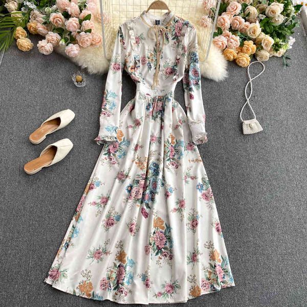 

casual dresses singreiny-dress long female striped with french pattern, retr o style, long sleeve, cleavage in the, autumn fashion, bohemian, Black;gray