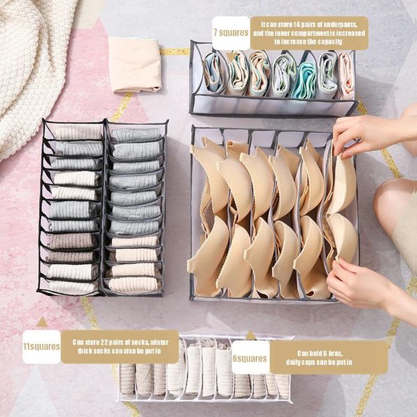 

storage drawers multi-grids underwear socks box foldable nylon finishing household drawer desk bed cabinet desktop