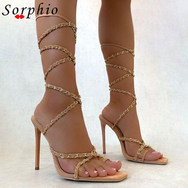 

dress shoes summer ankle cross strap sandals filp flop metal chain black stiletto spike heels party for women