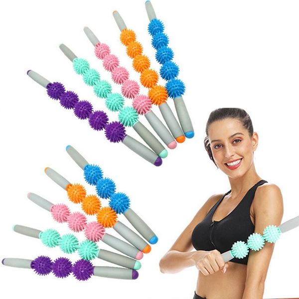 

accessories three ball/five ball spiky pvc fascia stick face hedgehog massage muscle roller yoga