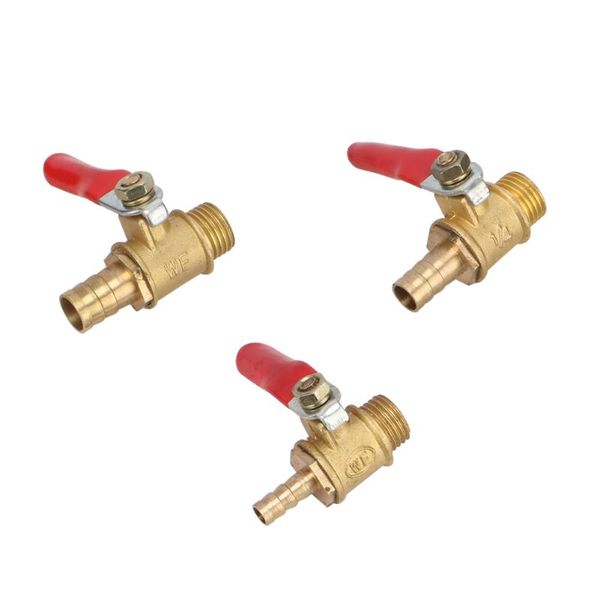 

watering equipments small valve 1/4"male thread to 6mm 8mm 10mmhose barb inline brass water oil air gas fuel line shutoff ball pipe fit