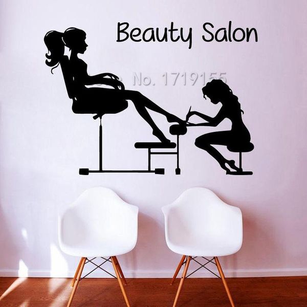 

pedicure wall stickers girl nails manicure cosmetics decal women beauty salon decor home interior design diy zw436