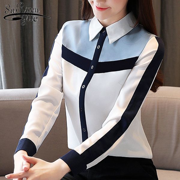 

korean fashion clothing women shirts female long sleeve square collar blouse blusas chiffon and blouses 8398 50 210427, White