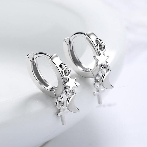 

fashion silver color hoop earrings for women creative star moon vintage cross ear jewelry girls birthday gift & huggie, Golden;silver