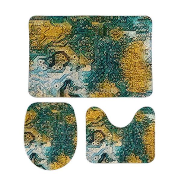 

bath mats colorful interpretation of computer motherboard 3pcs bathroom set anti slip rugs carpet toilet mat cover