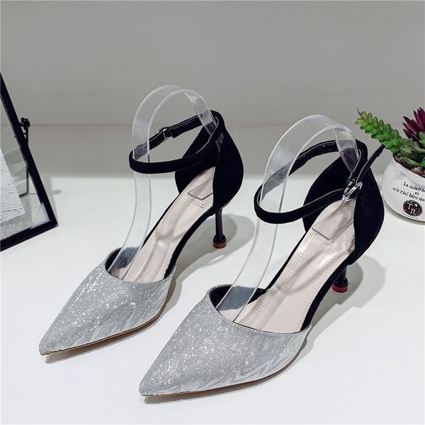 

dress shoes 2021 women pumps fashion high heels woman pointed classic thin office female gold slive, Black
