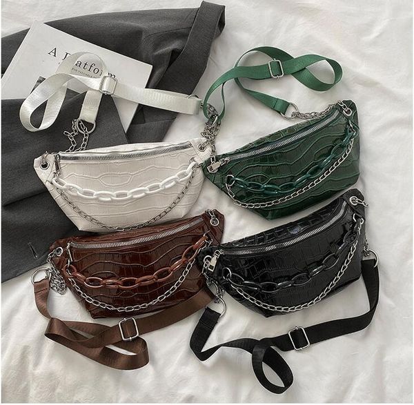 

simple waist bags chest bag chain solid color single shoulder messenger female backpack