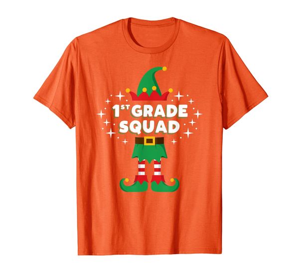 

1st Grade Elf Squad T Shirt Xmas Teacher Student Gift First T-Shirt, White;black