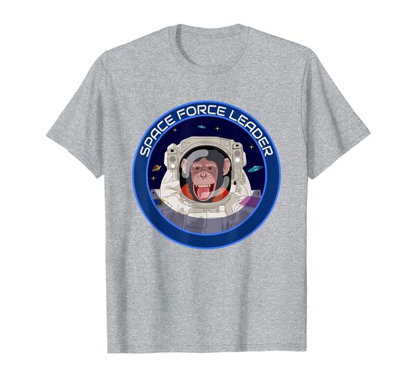

space force leader | funny chimpanzee monkey astronaut t-shirt, White;black