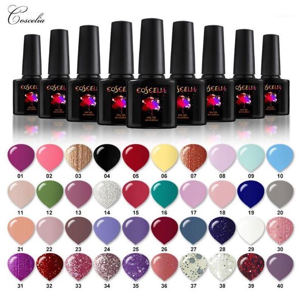 

40pcs/set gel nail polish 8ml for permanent semi uv varnish art1, Red;pink