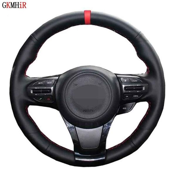 

hand-stitched volant funda volante black genuine leather car steering wheel cover for kia sorento 2021-2021 sedona covers